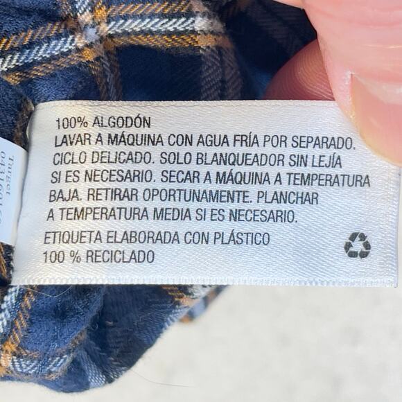 Goodfellow & Co Flannel Button Shirt Men's XXL Blue Brown Plaid Button Pockets - Picture 10 of 12